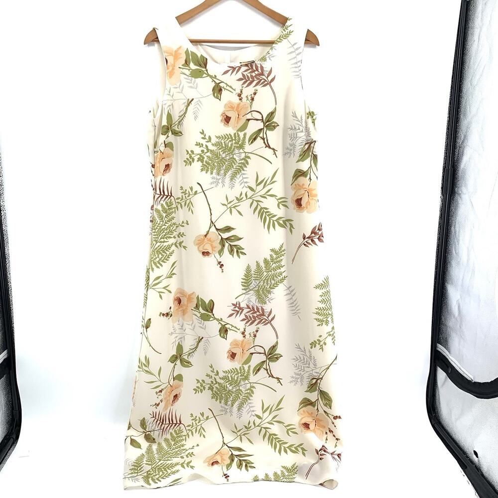 Vintage 90s Kathie Lee Dress Women 8 Cream Maxi Floral Cottagecore Church Shower